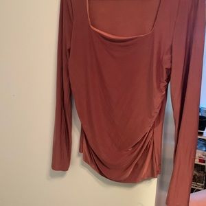 pink/purple square neck long sleeve shirt